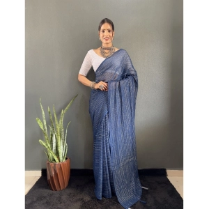 Generic Women's Chiffon Woven Bollywood Saree With Unstitched Blouse (5.5Mtr, Navy)