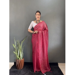 Generic Women's Chiffon Woven Bollywood Saree With Unstitched Blouse (5.5Mtr, Pink)