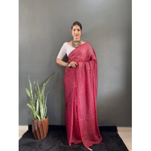 Generic Women's Chiffon Woven Bollywood Saree With Unstitched Blouse (5.5Mtr, Pink)