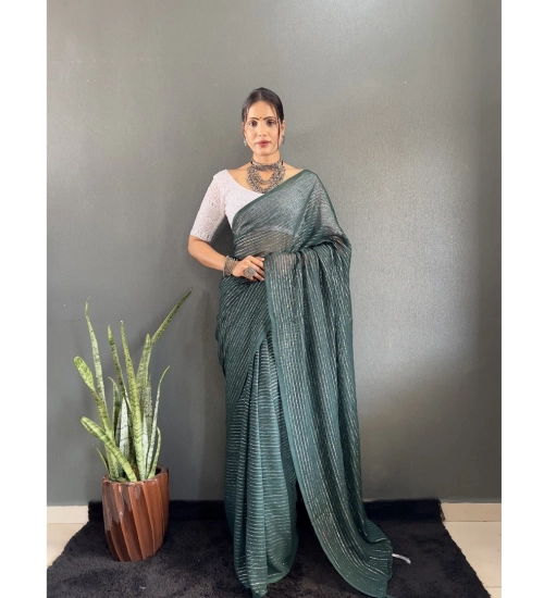 Generic Women's Chiffon Woven Bollywood Saree With Unstitched Blouse (5.5Mtr, Green)