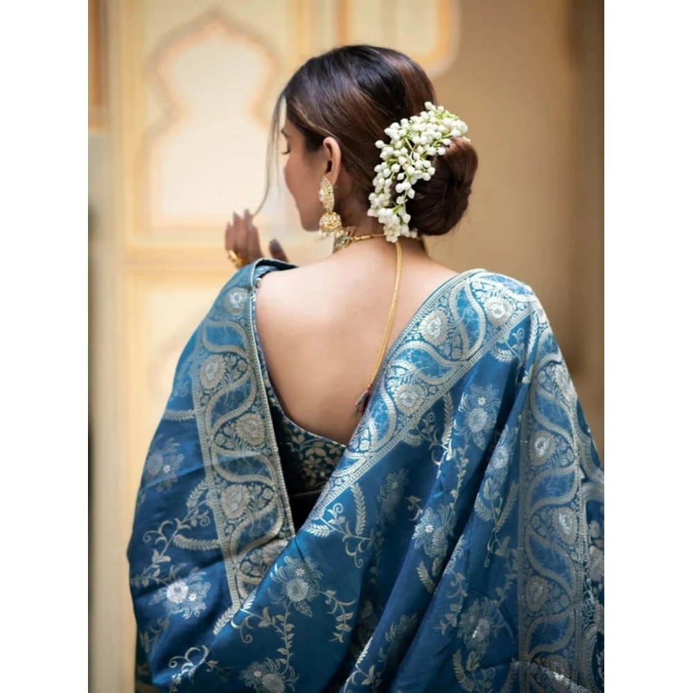 Generic Women's Art Silk Embellished Kanjivaram Saree With Unstitched Blouse (5.5Mtr, Rama) Generic Women's Art Silk Embellished Kanjivaram Saree With Unstitched Blouse (5.5Mtr, Rama)