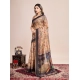 Generic Women's Georgette Embroidered  Saree With Unstitched Blouse (5.5Mtr, Brown)