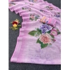 Generic Women's Cotton Linen Printed Saree With Unstitched Blouse (5.5Mtr, Pink)