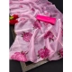 Generic Women's Organza Printed Saree With Unstitched Blouse (5.5Mtr, Pink)