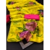 Generic Women's Organza Printed Saree With Unstitched Blouse (5.5Mtr, Mustard)