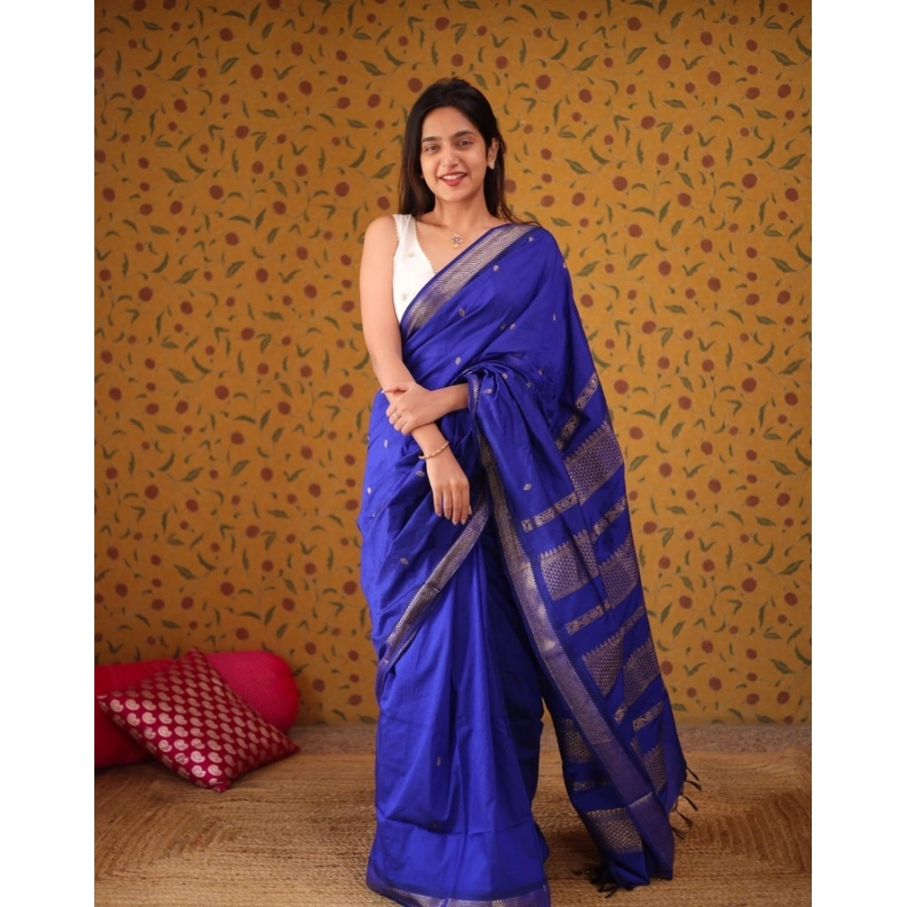 Generic Women's Silk Blend Self Design Bollywood Saree With Unstitched Blouse (5.5Mtr, Blue) Generic Women's Silk Blend Self Design Bollywood Saree With Unstitched Blouse (5.5Mtr, Blue)