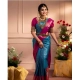 Generic Women's Silk Blend Self Design Banarasi Saree With Unstitched Blouse (5.5Mtr, Sky Blue)
