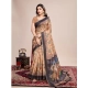 Generic Women's Georgette Embroidered  Saree With Unstitched Blouse (5.5Mtr, Brown)
