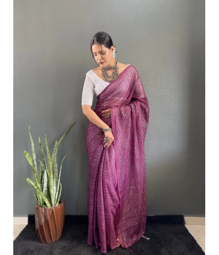 Generic Women's Chiffon Woven Bollywood Saree With Unstitched Blouse (5.5Mtr, Purple)