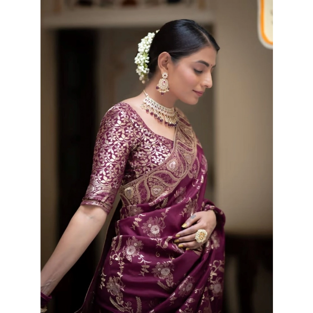 Generic Women's Art Silk Embellished Kanjivaram Saree With Unstitched Blouse (5.5Mtr, Purple) Generic Women's Art Silk Embellished Kanjivaram Saree With Unstitched Blouse (5.5Mtr, Purple)