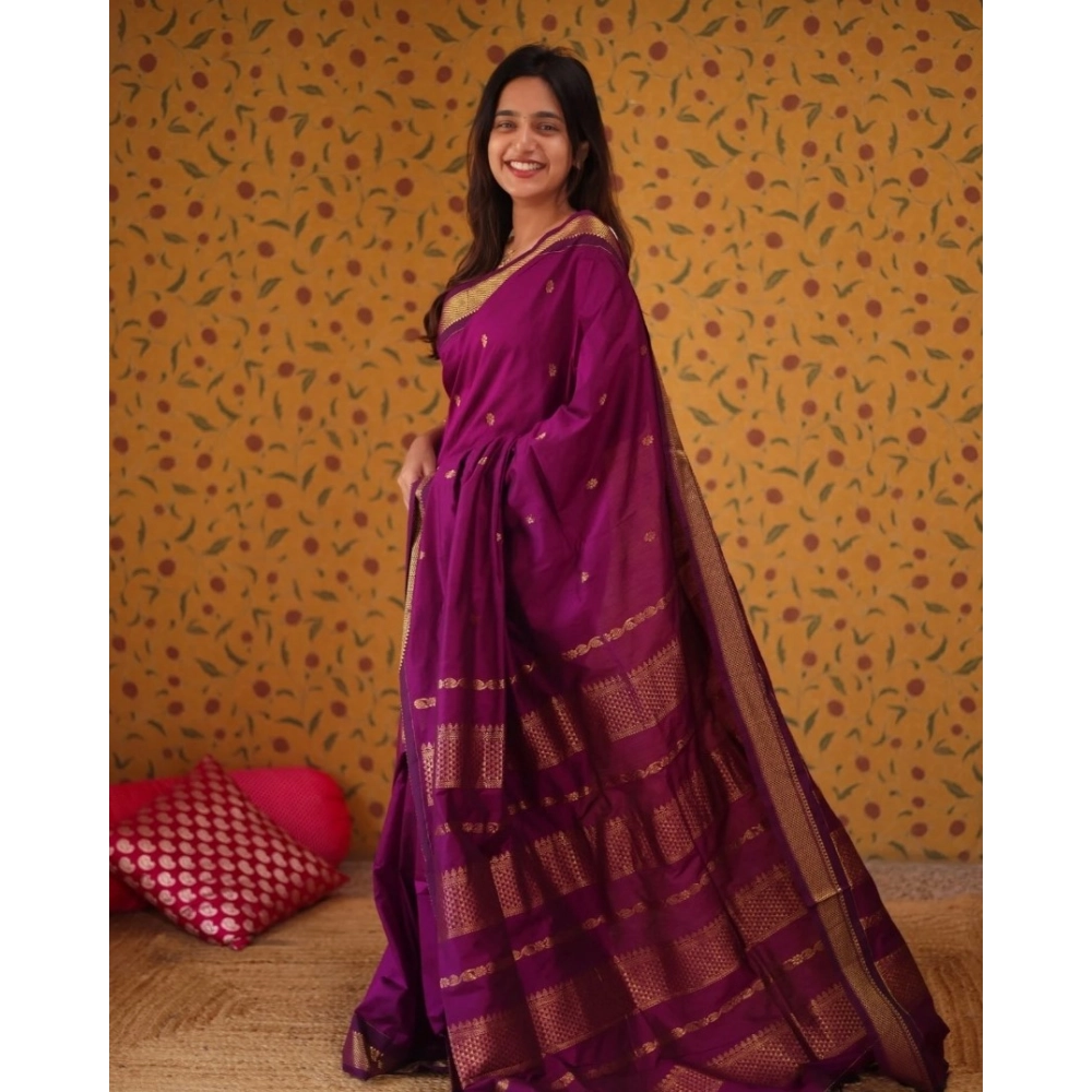 Generic Women's Silk Blend Self Design Bollywood Saree With Unstitched Blouse (5.5Mtr, Purple) Generic Women's Silk Blend Self Design Bollywood Saree With Unstitched Blouse (5.5Mtr, Purple)
