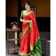 Generic Women's Silk Blend Self Design Banarasi Saree With Unstitched Blouse (5.5Mtr, Red Green) Generic Women's Silk Blend Self Design Banarasi Saree With Unstitched Blouse (5.5Mtr, Red Green)