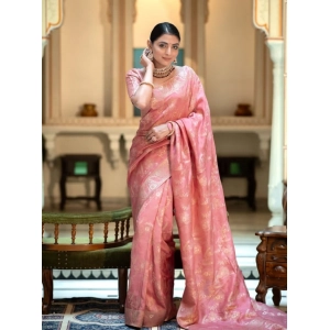 Generic Women's Art Silk Embellished Kanjivaram Saree With Unstitched Blouse (5.5Mtr, Peach) Generic Women's Art Silk Embellished Kanjivaram Saree With Unstitched Blouse (5.5Mtr, Peach)