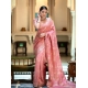 Generic Women's Art Silk Embellished Kanjivaram Saree With Unstitched Blouse (5.5Mtr, Peach)