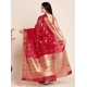 Generic Women's Silk Blend Printed Banarasi Saree With Unstitched Blouse (5.5Mtr, Dark Rani) Generic Women's Silk Blend Printed Banarasi Saree With Unstitched Blouse (5.5Mtr, Dark Rani)