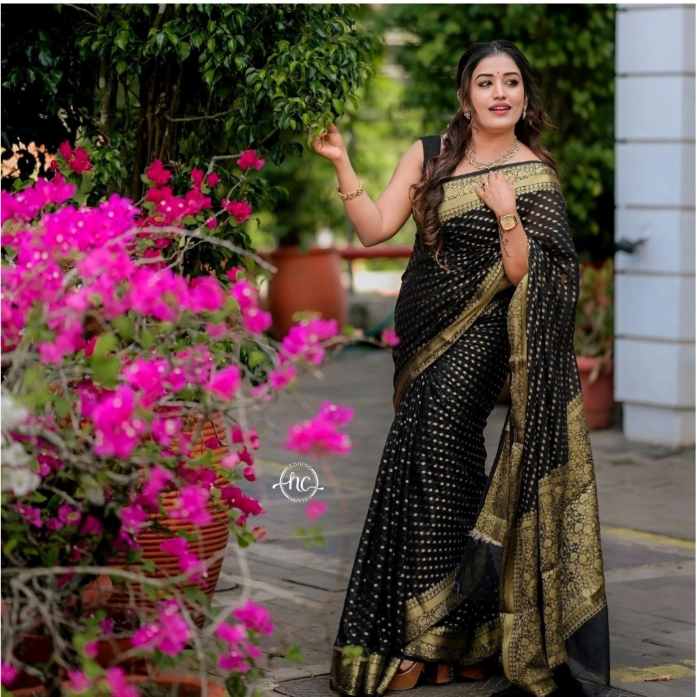 Generic Women's Silk Woven Kanjivaram Saree With Unstitched Blouse (5.5Mtr, Black) Generic Women's Silk Woven Kanjivaram Saree With Unstitched Blouse (5.5Mtr, Black)