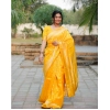 Generic Women's Silk Blend Self Design Banarasi Saree With Unstitched Blouse (5.5Mtr, Yellow)