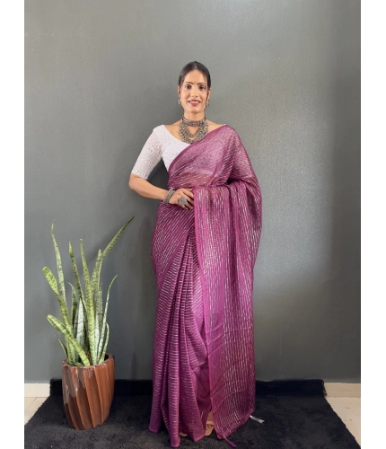 Generic Women's Chiffon Woven Bollywood Saree With Unstitched Blouse (5.5Mtr, Purple)