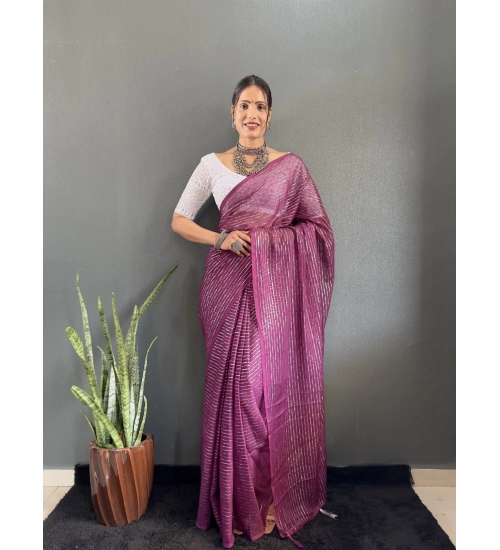 Generic Women's Chiffon Woven Bollywood Saree With Unstitched Blouse (5.5Mtr, Purple)