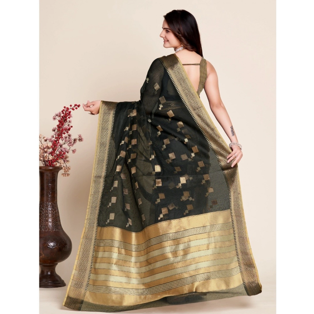 Generic Women's Silk Blend Printed Banarasi Saree With Unstitched Blouse (5.5Mtr, Black) Generic Women's Silk Blend Printed Banarasi Saree With Unstitched Blouse (5.5Mtr, Black)