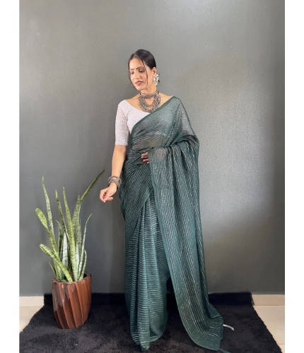 Generic Women's Chiffon Woven Bollywood Saree With Unstitched Blouse (5.5Mtr, Green)