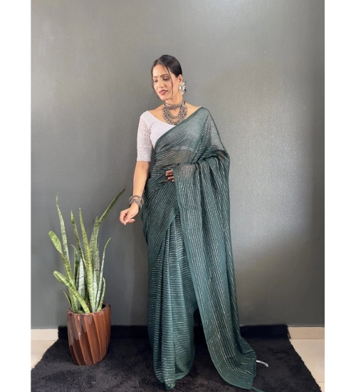 Generic Women's Chiffon Woven Bollywood Saree With Unstitched Blouse (5.5Mtr, Green)