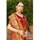 Generic Women's Silk Woven Kanjivaram Saree With Unstitched Blouse (5.5Mtr, Red)