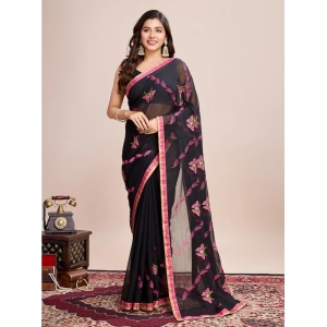 Generic Women's Georgette Printed  Saree With Unstitched Blouse (5.5Mtr, Pink)