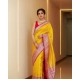 Generic Women's Silk Blend Self Design Banarasi Saree With Unstitched Blouse (5.5Mtr, Yellow Red) Generic Women's Silk Blend Self Design Banarasi Saree With Unstitched Blouse (5.5Mtr, Yellow Red)