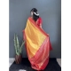 Generic Women's Silk Blend Woven Kanjivaram Saree With Unstitched Blouse (5.5Mtr, Yellow Red) Generic Women's Silk Blend Woven Kanjivaram Saree With Unstitched Blouse (5.5Mtr, Yellow Red)