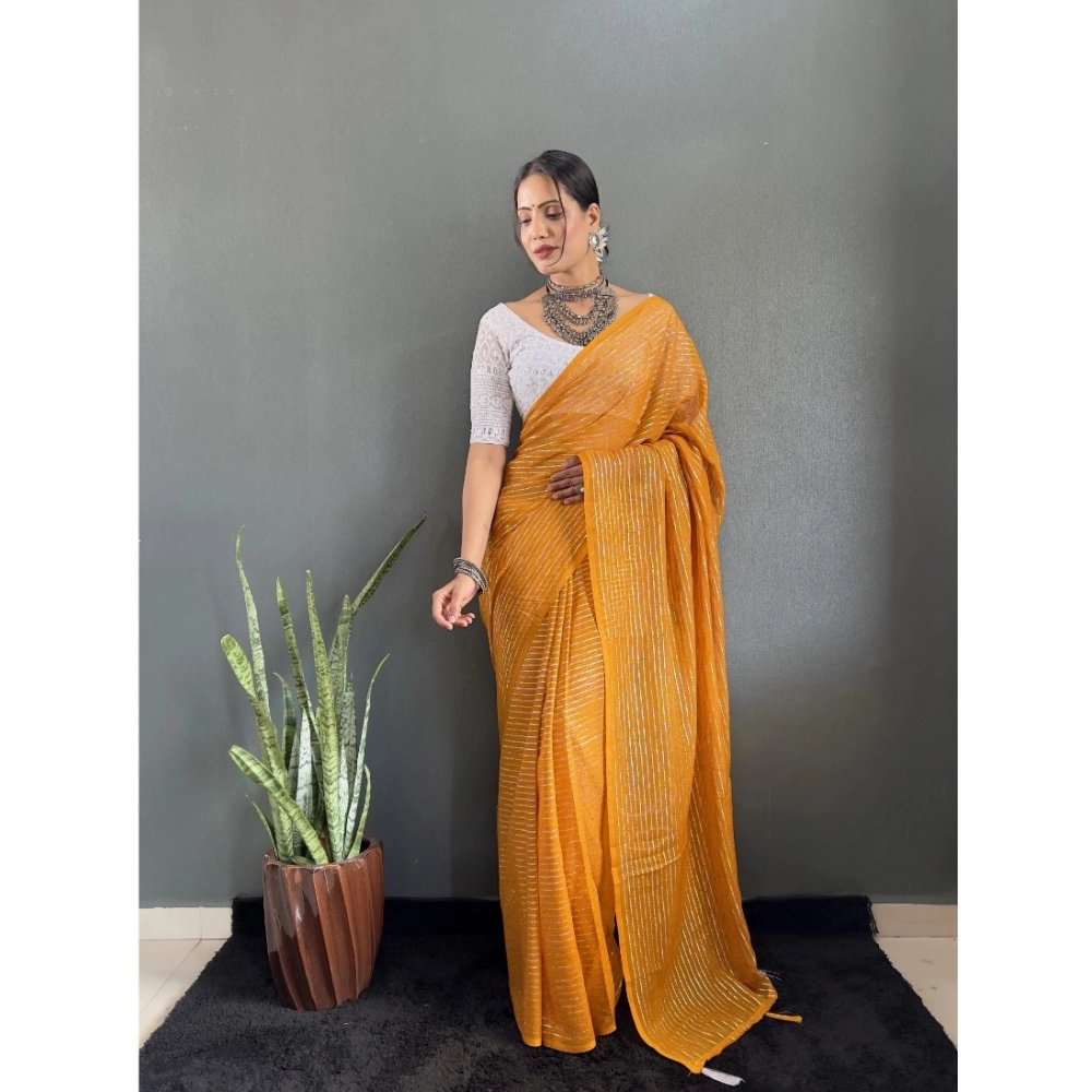 Generic Women's Chiffon Woven Bollywood Saree With Unstitched Blouse (5.5Mtr, Mustard) Generic Women's Chiffon Woven Bollywood Saree With Unstitched Blouse (5.5Mtr, Mustard)