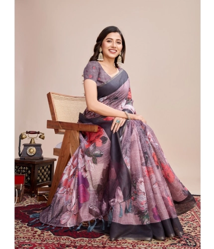 Generic Women's Georgette Embroidered  Saree With Unstitched Blouse (5.5Mtr, Multicolor)