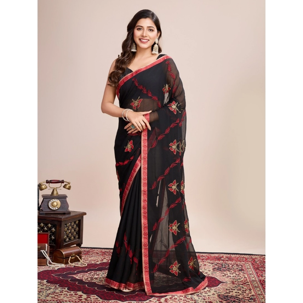 Generic Women's Georgette Printed Saree With Unstitched Blouse (5.5Mtr, Red) Generic Women's Georgette Printed Saree With Unstitched Blouse (5.5Mtr, Red)
