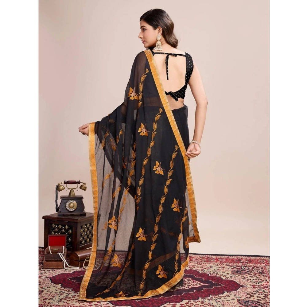 Generic Women's Georgette Printed Saree With Unstitched Blouse (5.5Mtr, Orange) Generic Women's Georgette Printed Saree With Unstitched Blouse (5.5Mtr, Orange)