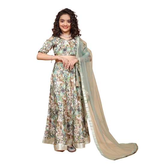 Generic Girl's Chiffon Printed Lehenga Choli Set (Green) Generic Girl's Chiffon Printed Lehenga Choli Set (Green)