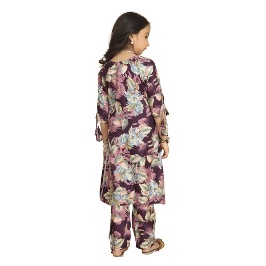 Generic Girl's Maslin Embrodrery Lace Aliya Cut Top With Bottom Dupatta Set (Purple) Generic Girl's Maslin Embrodrery Lace Aliya Cut Top With Bottom Dupatta Set (Purple)