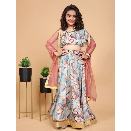 Generic Girl's Chiffon Printed Lehenga Choli Set (Blue) Generic Girl's Chiffon Printed Lehenga Choli Set (Blue)