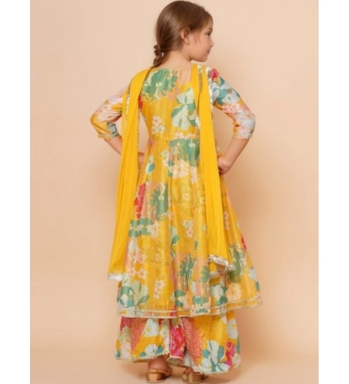 Generic Girl's Rayon Printed Codding Lace Anarkali-Style Suit (Yellow) Generic Girl's Rayon Printed Codding Lace Anarkali-Style Suit (Yellow)