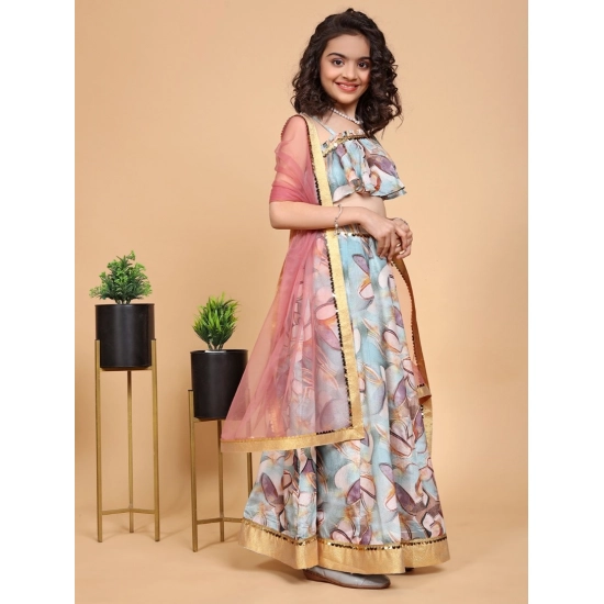 Generic Girl's Chiffon Printed Lehenga Choli Set (Blue) Generic Girl's Chiffon Printed Lehenga Choli Set (Blue)