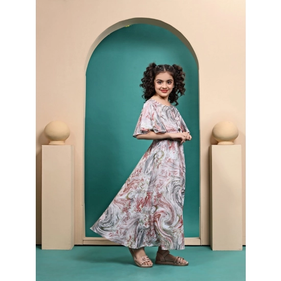 Generic Girl's Maslin Printed Maxi Length Dress (Multicolor)