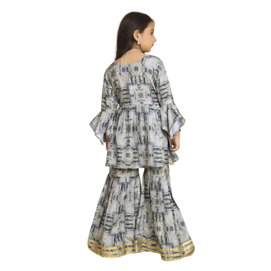 Generic Girl's Maslin Embrodrery Lace Aliya Cut Top With Sharara Dupatta Set (Grey) Generic Girl's Maslin Embrodrery Lace Aliya Cut Top With Sharara Dupatta Set (Grey)
