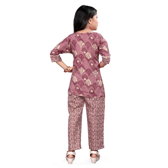 Generic Girl's Cotton Printed Top With Bottom Set (Purple) Generic Girl's Cotton Printed Top With Bottom Set (Purple)
