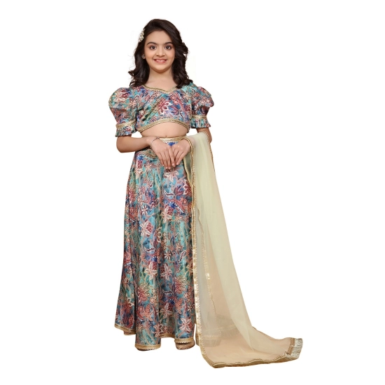 Generic Girl's Chiffon Printed Lehenga Choli Set (Multicolor)
