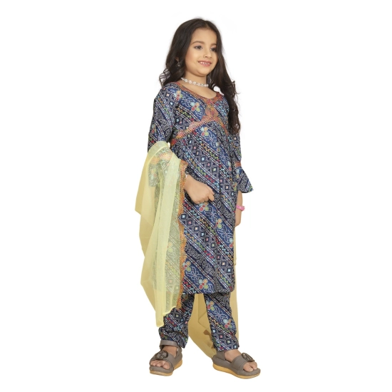 Generic Girl's Maslin Embrodrery Lace Aliya Cut Top With Bottom Dupatta Set (Blue) Generic Girl's Maslin Embrodrery Lace Aliya Cut Top With Bottom Dupatta Set (Blue)