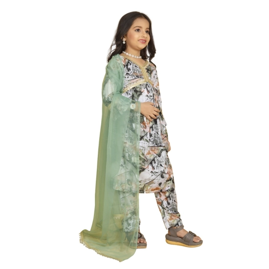 Generic Girl's Maslin Embrodrery Lace Aliya Cut Top With Bottom Dupatta Set (Green) Generic Girl's Maslin Embrodrery Lace Aliya Cut Top With Bottom Dupatta Set (Green)