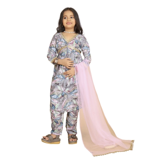 Generic Girl's Maslin Embrodrery Lace Aliya Cut Top With Bottom Dupatta Set (Grey) Generic Girl's Maslin Embrodrery Lace Aliya Cut Top With Bottom Dupatta Set (Grey)