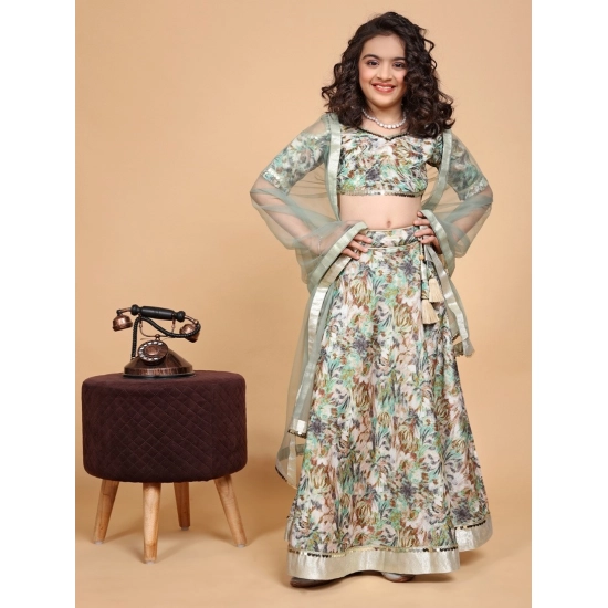 Generic Girl's Chiffon Printed Lehenga Choli Set (Green) Generic Girl's Chiffon Printed Lehenga Choli Set (Green)