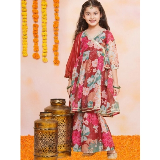 Generic Girl's Rayon Printed Codding Lace Anarkali-Style Suit (Maroon) Generic Girl's Rayon Printed Codding Lace Anarkali-Style Suit (Maroon)