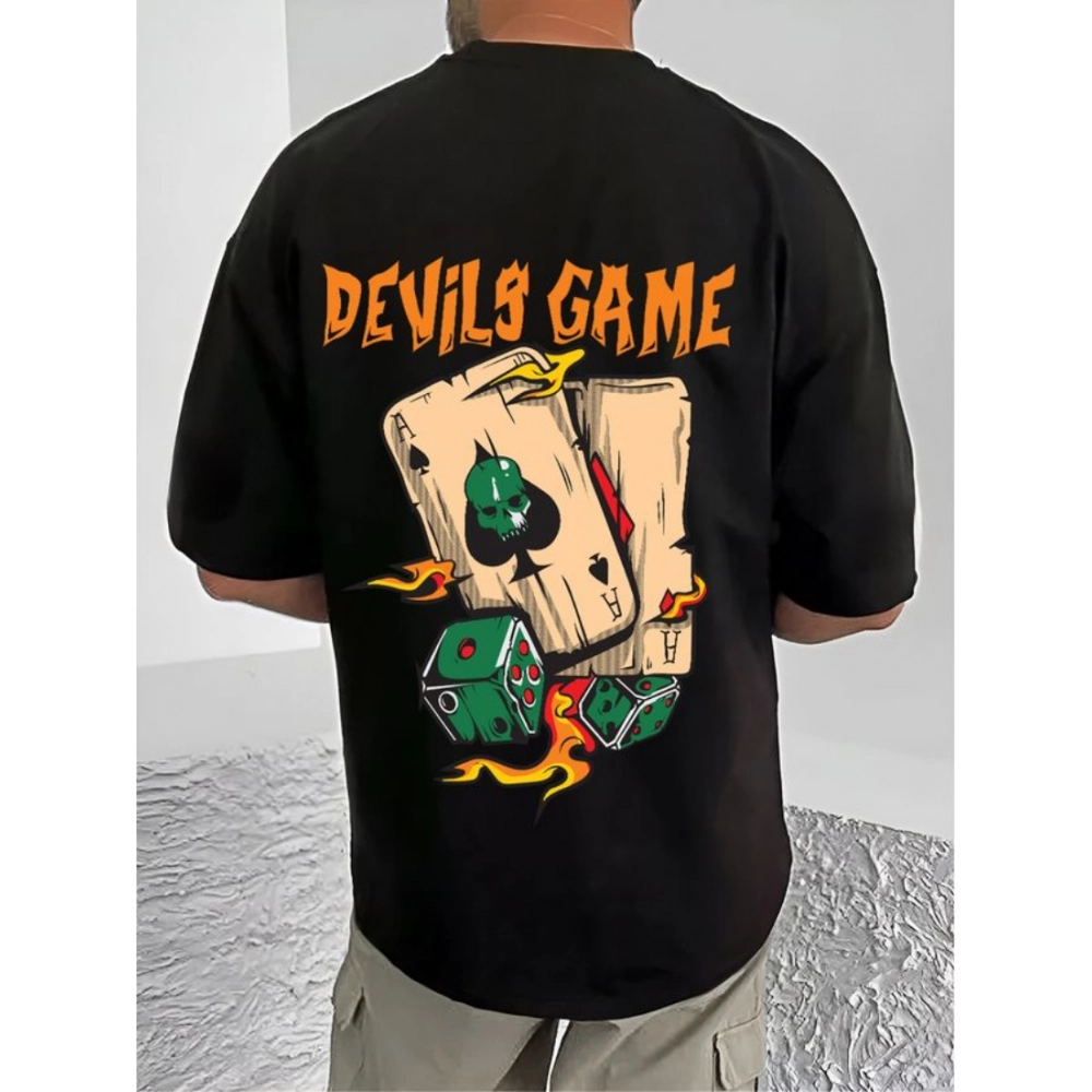 Generic Men's Casual Cotton Blend Printed Round Neck Half Sleeve T-Shirt (Black) Generic Men's Casual Cotton Blend Printed Round Neck Half Sleeve T-Shirt (Black)