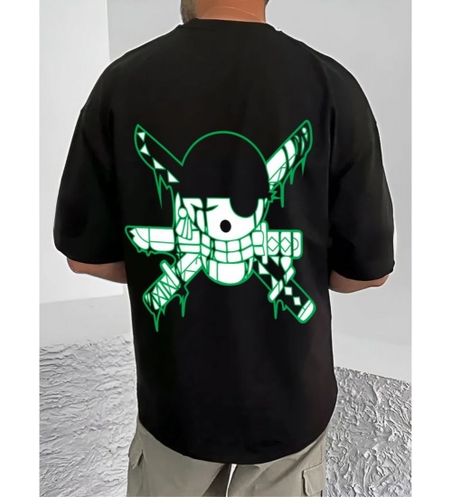 Generic Men's Casual Cotton Blend Printed Round Neck Half Sleeve T-Shirt (Black) Generic Men's Casual Cotton Blend Printed Round Neck Half Sleeve T-Shirt (Black)